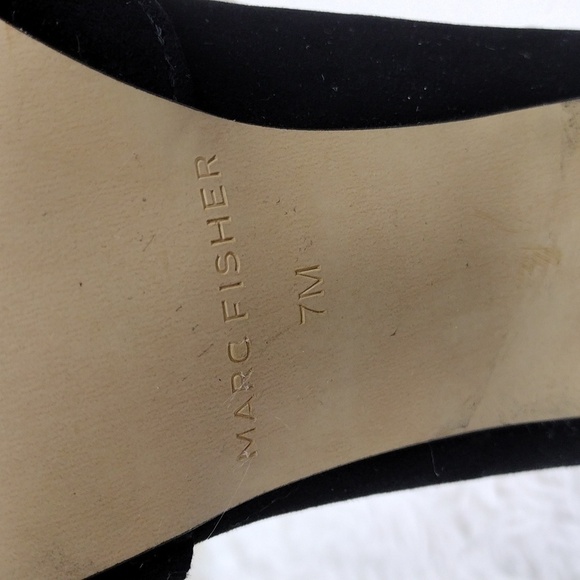 Marc Fisher Caila Black Suede Upper Round Toe Block High Heel Slip On Shoe - Picture 10 of 14